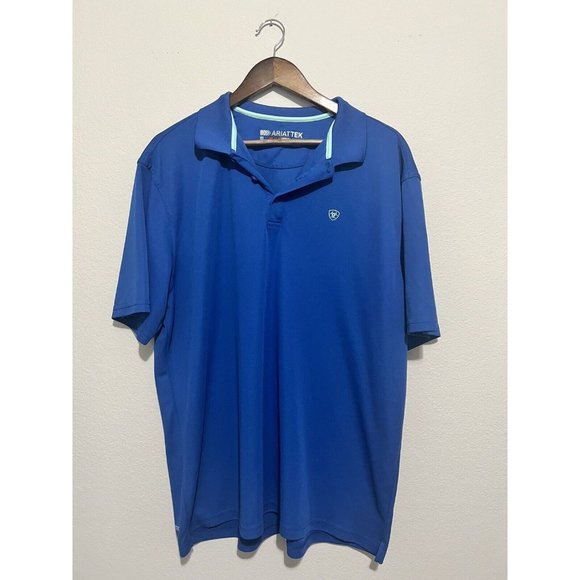 Ariat Other - Ariat Polo Shirt men's XL Tek Heat Series Blue Short Sleeve Western Casual